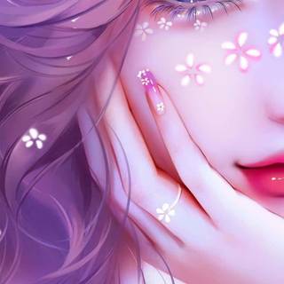 Beautiful cartoon girl phone wallpaper