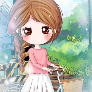 Beautiful cartoon girl phone wallpaper