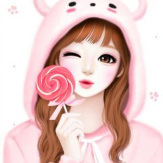 Beautiful cartoon girl phone wallpaper