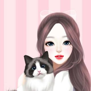 Beautiful cartoon girl phone wallpaper