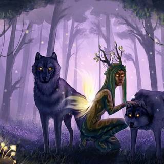 Purple magical enchanted forest wallpaper