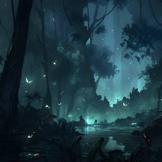 Forest anime PC wallpaper