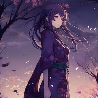 Anime purple phone wallpaper