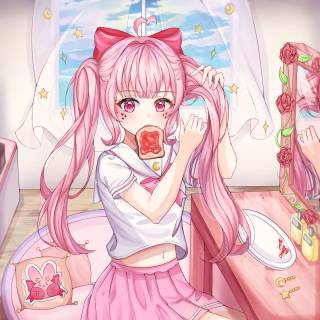 iPad anime pink wallpaper