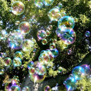 Metallic bubbles floating wallpaper