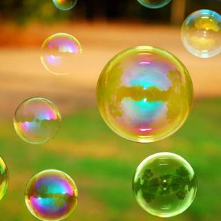 Metallic bubbles floating wallpaper