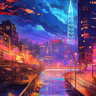 Phone anime city wallpaper