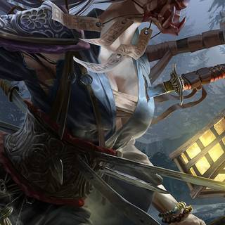 Samurai girl phone wallpaper