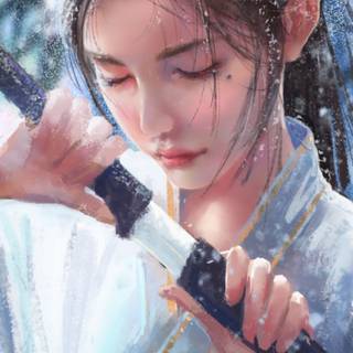 Samurai girl phone wallpaper