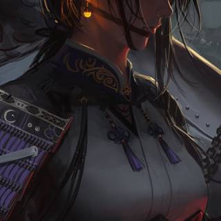 Samurai girl phone wallpaper