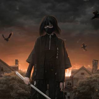 Samurai girl phone wallpaper