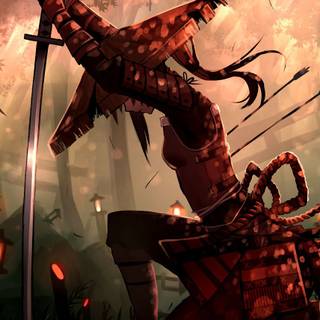 Samurai girl phone wallpaper
