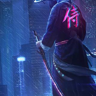 Samurai girl phone wallpaper