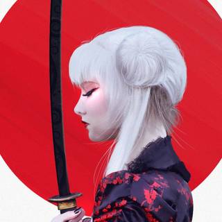 Samurai girl phone wallpaper