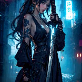 Samurai girl phone wallpaper