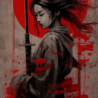 Samurai girl phone wallpaper