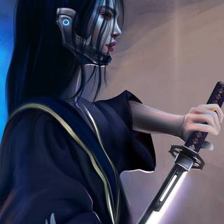 Samurai girl phone wallpaper