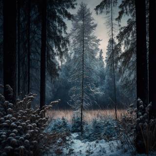 Dark winter forest iPhone wallpaper