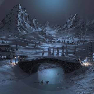 Winter painting HD wallpaper