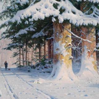 Winter painting HD wallpaper