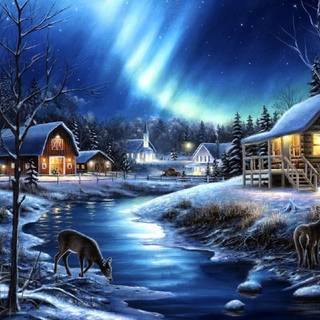 Winter painting HD wallpaper