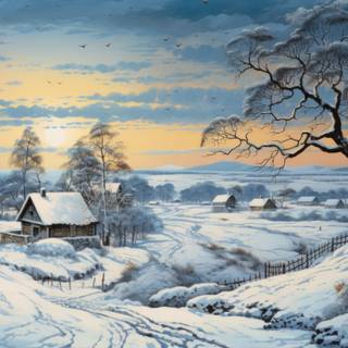 Winter painting HD wallpaper