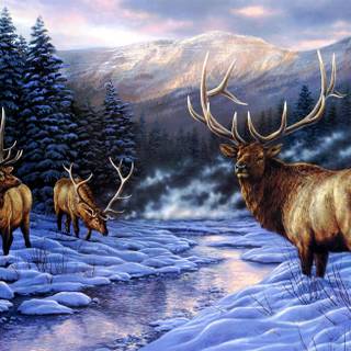 Winter painting HD wallpaper