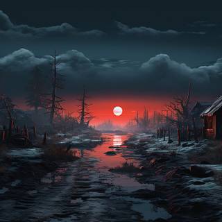 Winter painting HD wallpaper