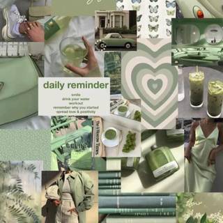 Sage green aesthetic collage wallpaper