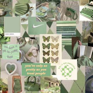 Sage green aesthetic collage wallpaper