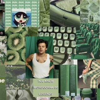 Sage green aesthetic collage wallpaper