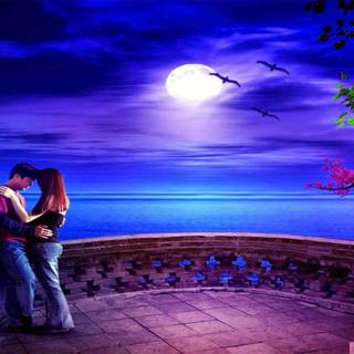 Romantic scene wallpaper