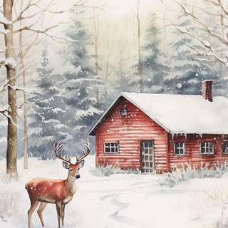 Phone winter painting wallpaper