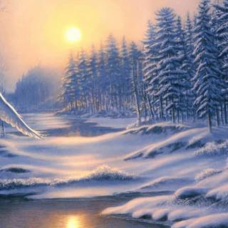 Phone winter painting wallpaper