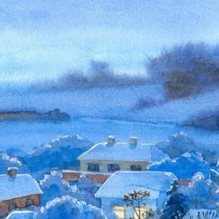 Phone winter painting wallpaper