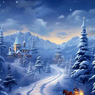 Phone winter painting wallpaper