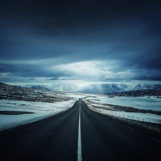 Winter road dark wallpaper