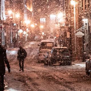 Ultrawide winter city wallpaper