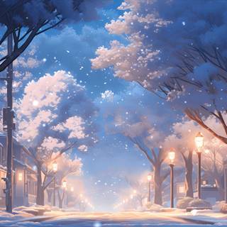 Night winter street wallpaper