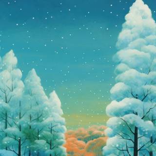 Phone winter painting wallpaper