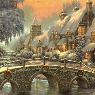 Phone winter painting wallpaper