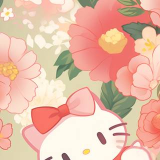 Kawaii Hello Kitty spring wallpaper