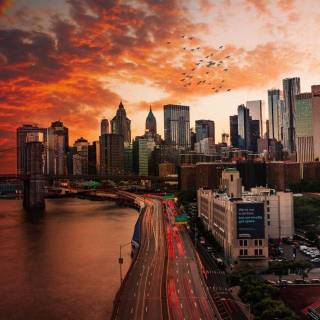 New York city sunset wallpaper