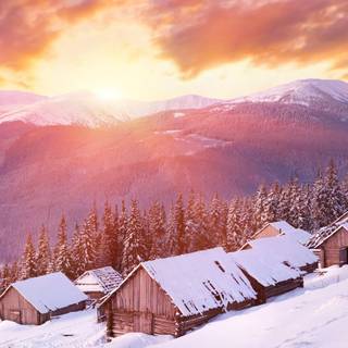 Winter sunset iPhone wallpaper