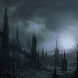 Dark winter landscape wallpaper