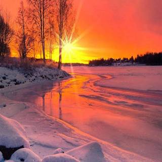 Winter sunset landscape wallpaper