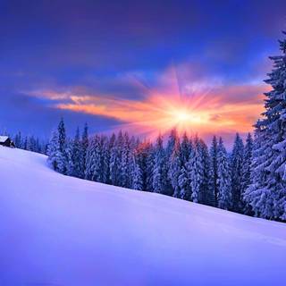 Winter sunset desktop wallpaper