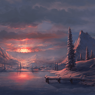Winter sunset desktop wallpaper