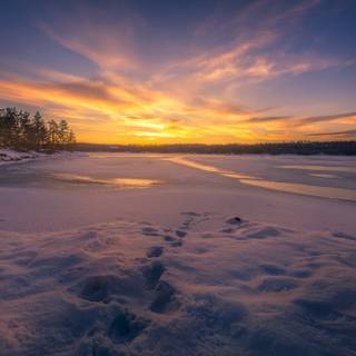 Winter sunset desktop wallpaper