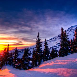 Winter sunset desktop wallpaper